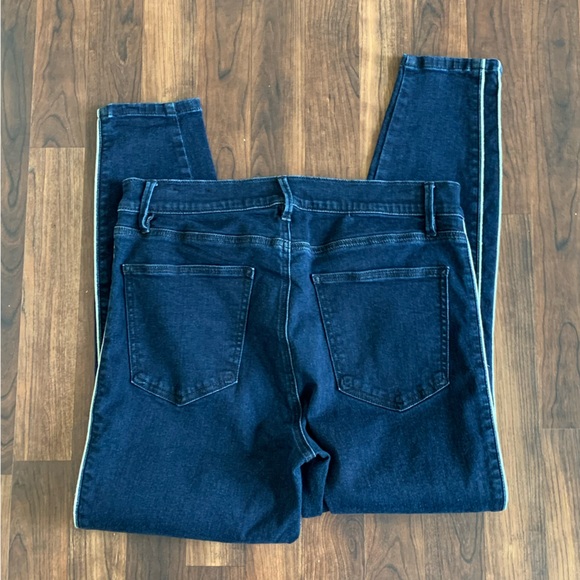 ANN TAYLOR Jeans Skinny Size 12 Dark Wash Metallic Stripe - Picture 5 of 8